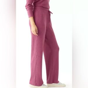 Olive + Oak Mauve Waffle Knit Wide Leg Lounge Pants Small